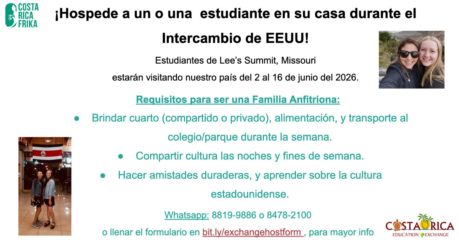 Información para familias anfitrionas durante el intercambio de estudiantes de Estados Unidos
